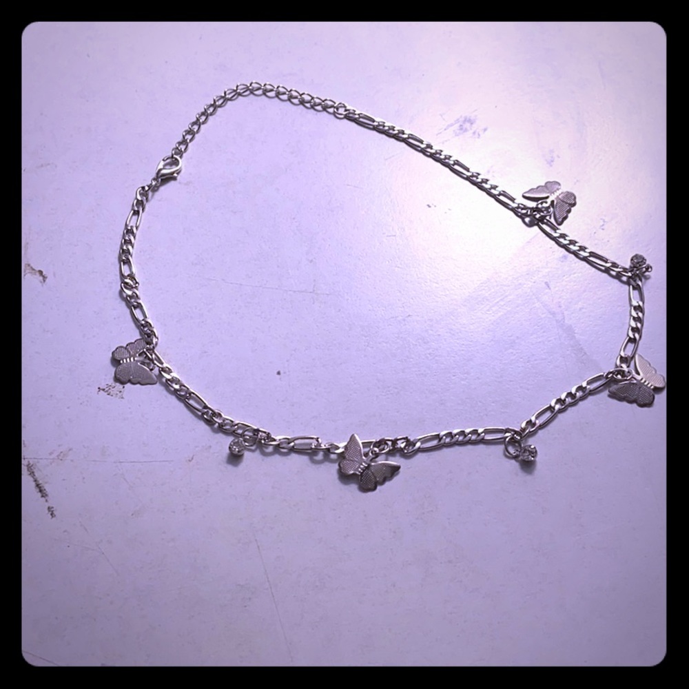 butterfly crystal choker necklace